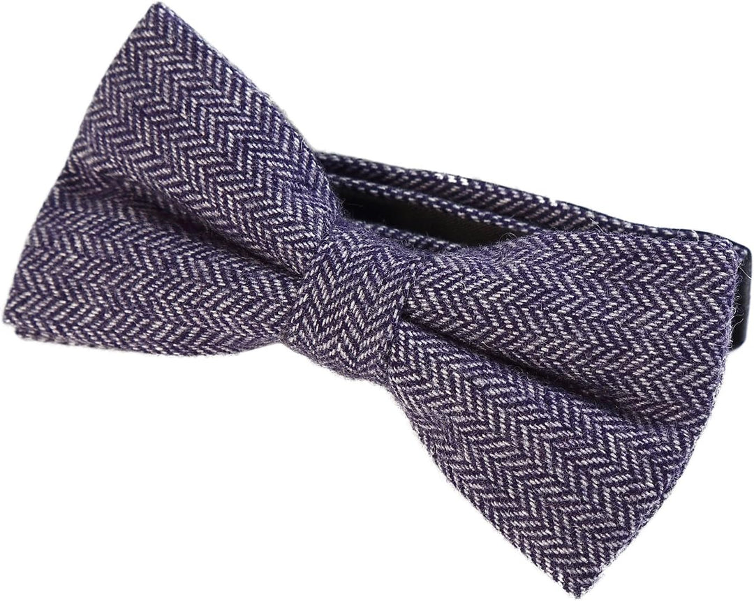 DonDon Herren Fliege 12 x 6 cm kariert gebunden und stufenlos justierbar aus Baumwolle im Tweed Styl
