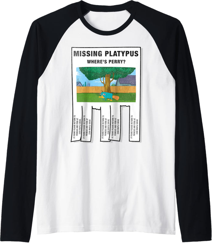 Disney Phineas und Ferb Missing Platypus Where's Perry? Raglan