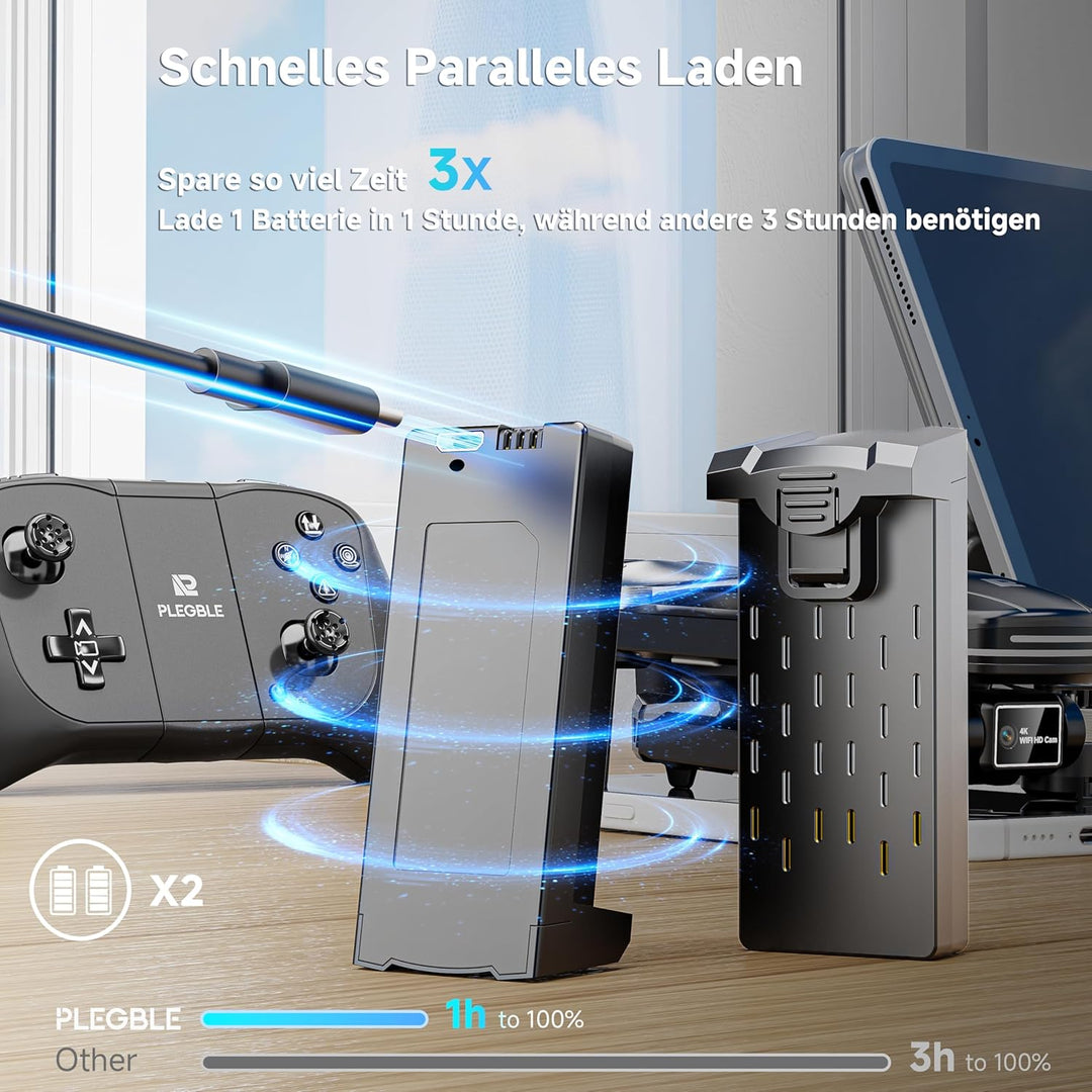 PLEGBLE Drohne mit Kamera 4K für Kinder, Mini Drohne Erwachsene, Bürstenlosem Motor FPV RC Drone mit