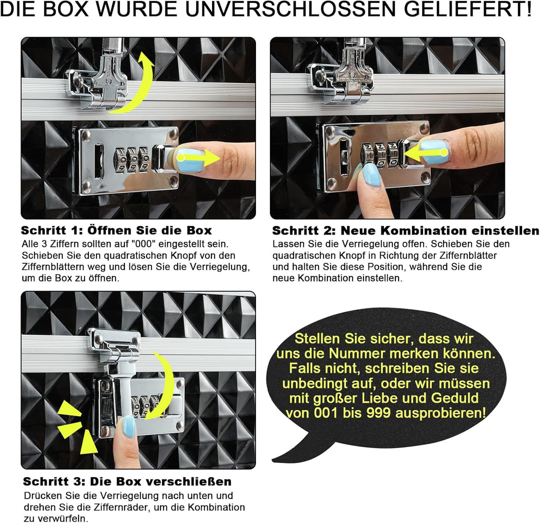 HEWEI WORKS Aufbewahrungsbox mit Zahlenschloss, abschliessbare Medikamentenbox, leere Erste-Hilfe-Bo