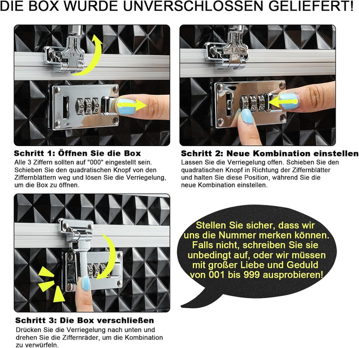 HEWEI WORKS Aufbewahrungsbox mit Zahlenschloss, abschliessbare Medikamentenbox, leere Erste-Hilfe-Bo