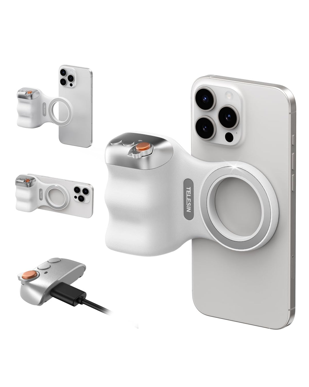 TELESIN Fun Shot Smartphone Handle Grip, Magnetic Smartphone Grip mit Abnehmbarer Bluetooth-Fernbedi