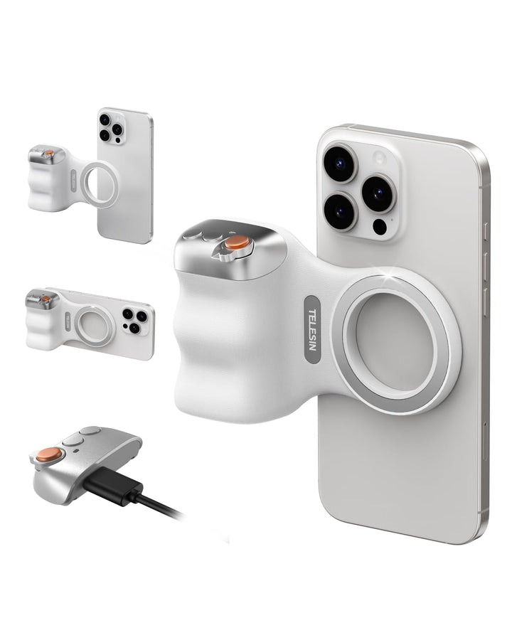 TELESIN Fun Shot Smartphone Handle Grip, Magnetic Smartphone Grip mit Abnehmbarer Bluetooth-Fernbedi
