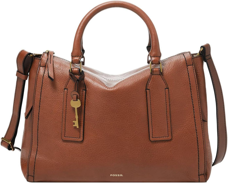 Fossil Damen Parker Eco Leder Schulranzen, 33cm L x 14cm B x 24.5cm H Brown, Brown