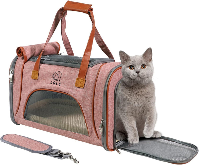 PETCUTE Transporttasche Katze Faltbare,Atmungsaktiv, Katzentransportbox mit Abnehmbares Kissen,Hunde