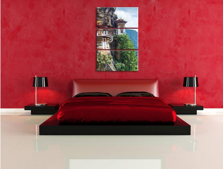 Pixxprint Buddha Tempel in China 3-Teiler Leinwandbild 120x80 Bild auf Leinwand