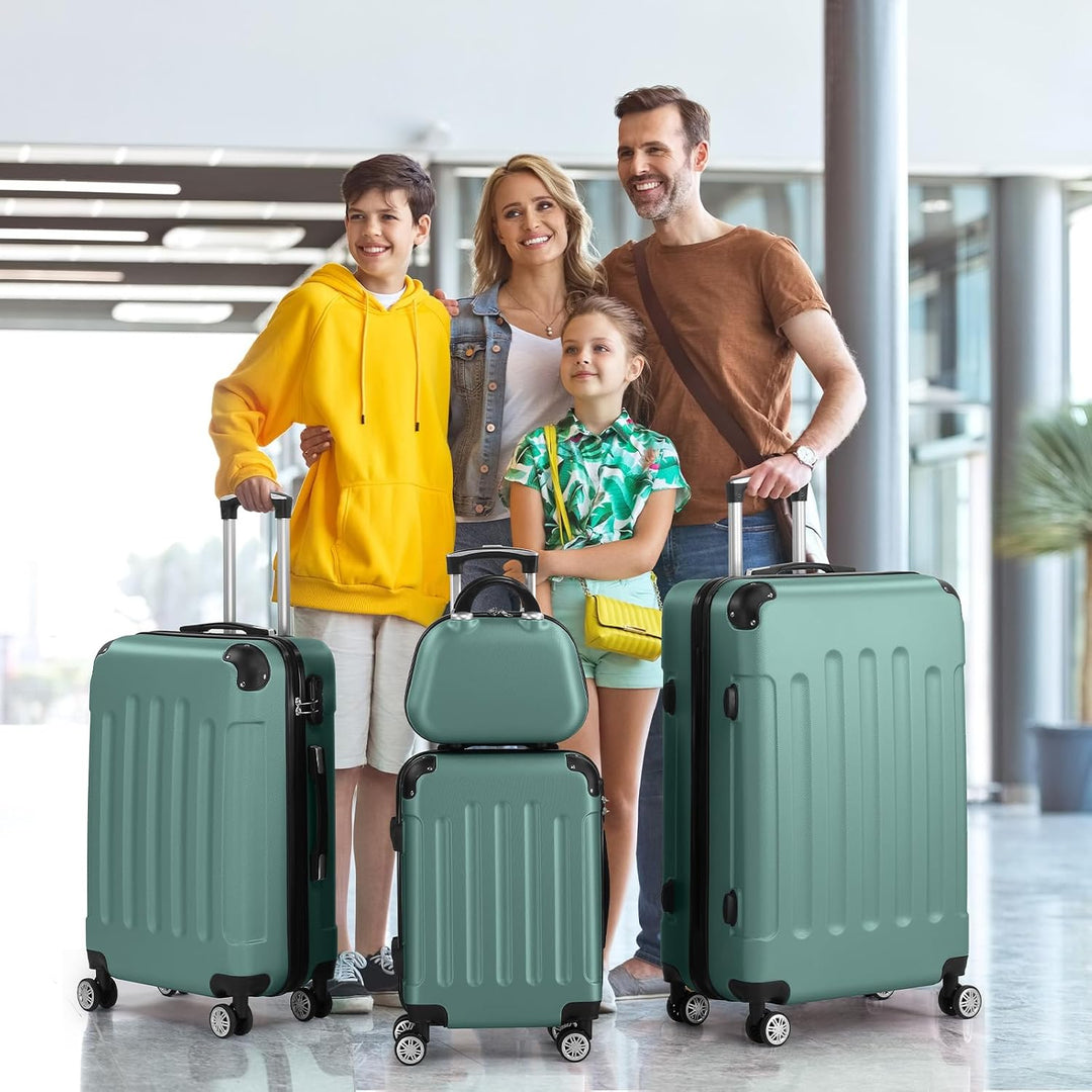 LALAHO Kofferset Koffer Set 4 teilig Hartschale (Türkis) | Handgepäck koffer aus ABS, Reisekoffer mi