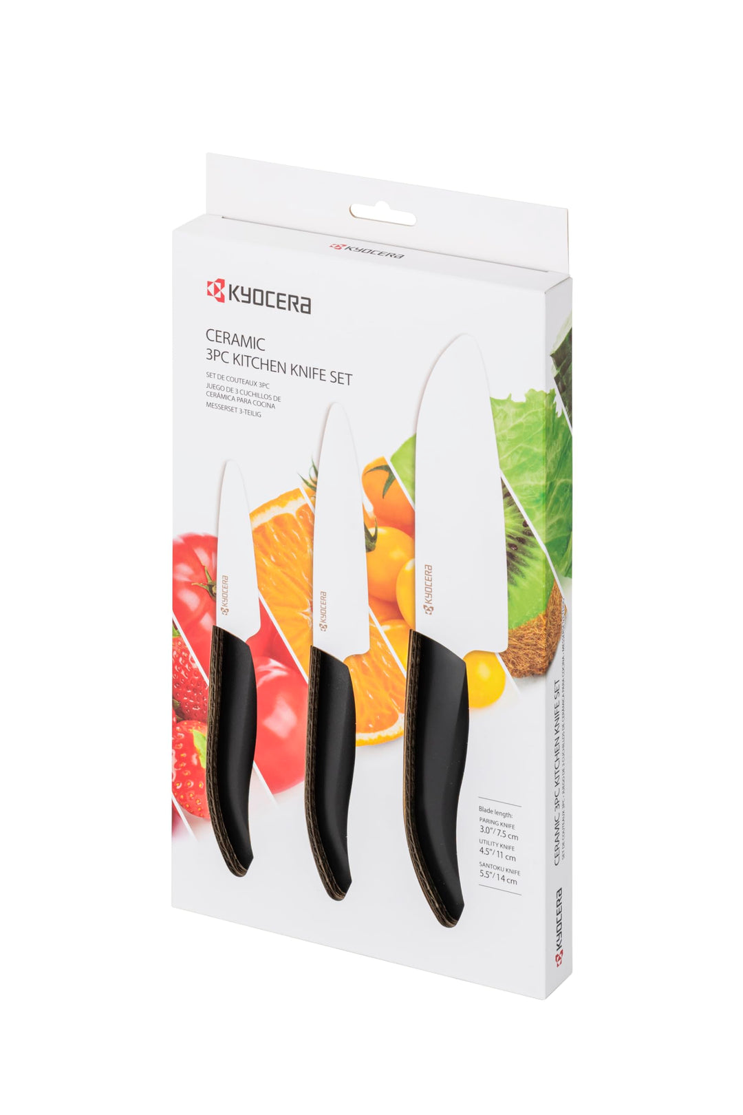 Kyocera FK-3PC BK GEN 3er Set Keramikmesser Messer Geschenkset, Kunststoff Keramik,, 3er Set