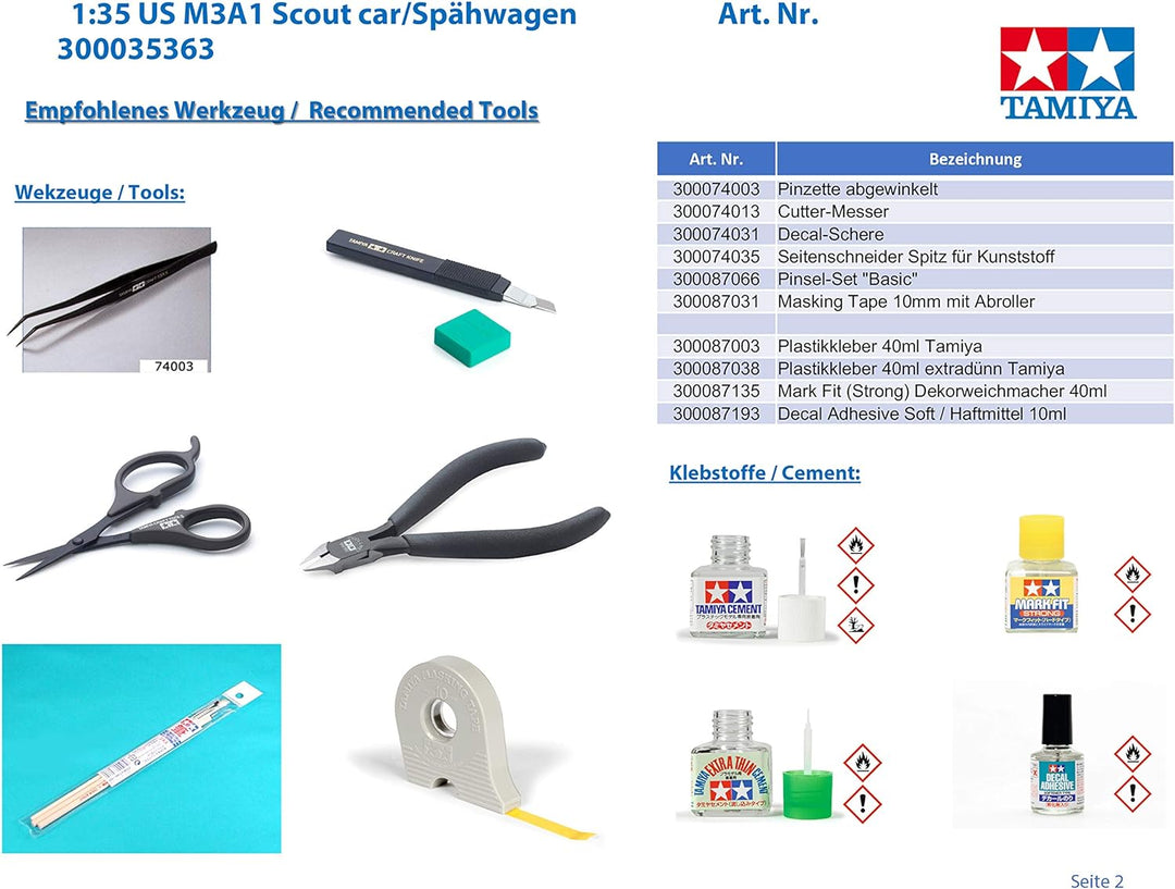 TAMIYA 35363 - 1:35 US M3A1 Scout car/Spähwagen, Modellbau, Plastik Bausatz, Hobby, Basteln, Kleben,