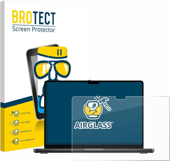 BROTECT Schutzglas für Apple MacBook Pro 16" M5 2026 Schutzfolie Panzer Folie Glas[Extrem Kratzfest