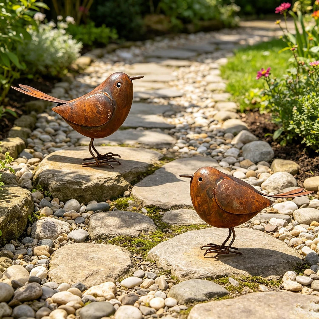 Gartenstecker Rost,2 Stück Vögel Gartenstecker,Rost Vogel Gartendeko für Draussen,Dekorative Gartenp