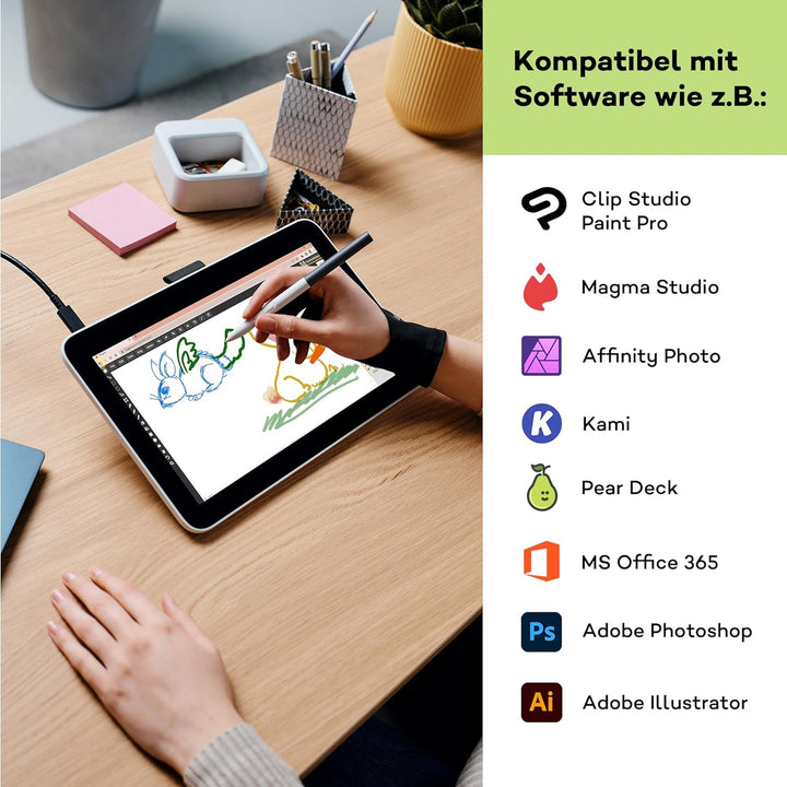 Wacom One 12 Zeichentablett mit 11,6-Zoll-Bildschirm, Full-HD, 99% sRGB, inkl. batterielosem EMR-Sti