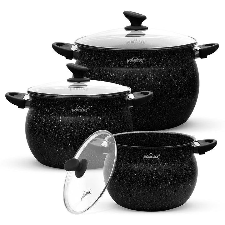 Topfset Homelux Kochtopfset mit Glasdeckel, 22cm& 26cm&30cm Topfset Induktions Töpfe Set mit Antihaf