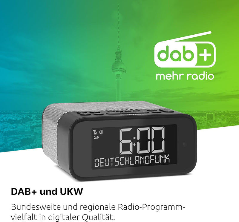 TechniSat DIGITRADIO 52 BT– DAB Radiowecker (Uhrenradio, Wecker, DAB+, UKW, Snooze-Funktion, Sleepti