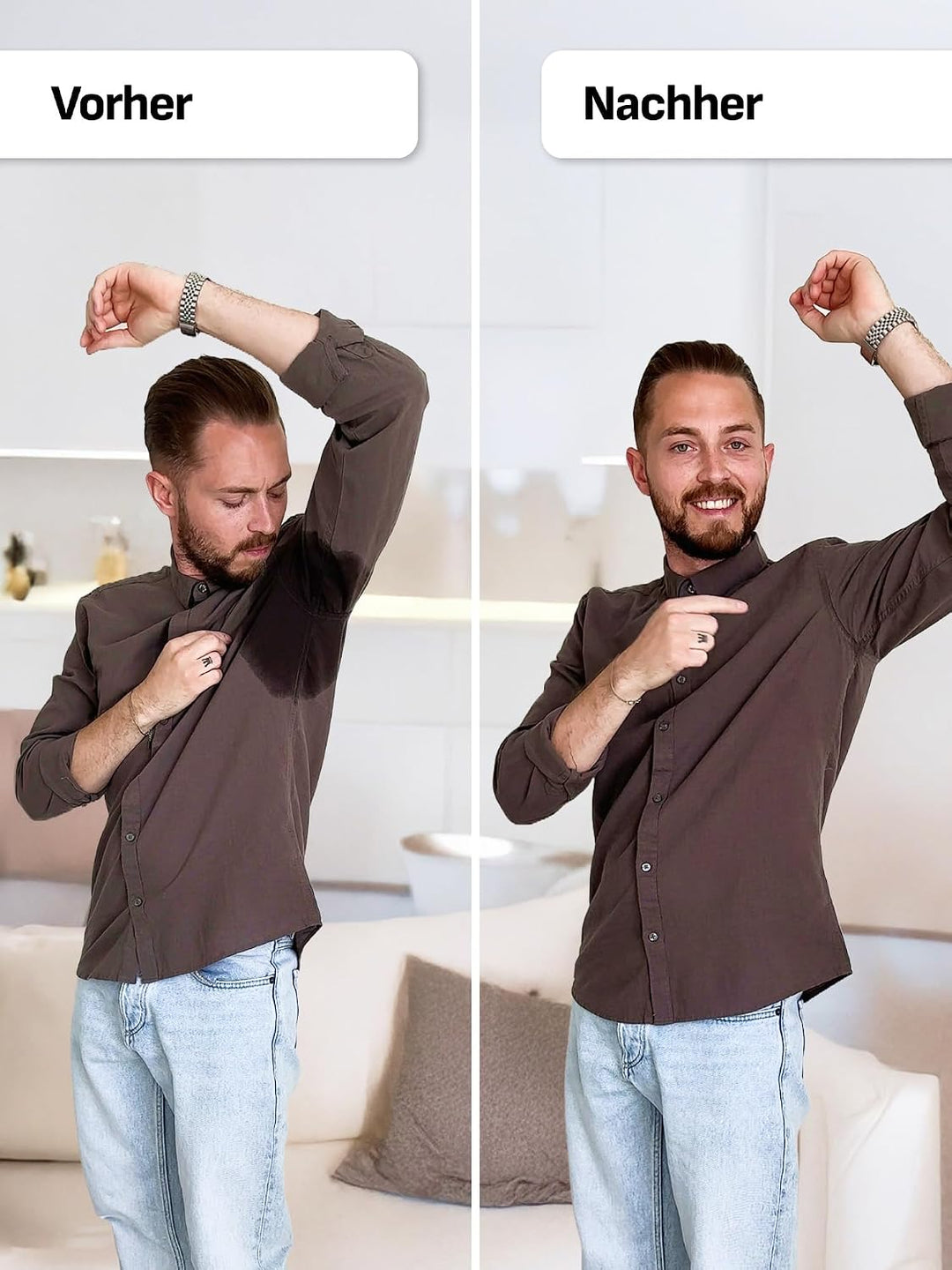 FINN Anti-Schweiss Shirt Herren mit Rundhals und integrierten Achselpads gegen Starkes Schwitzen - A