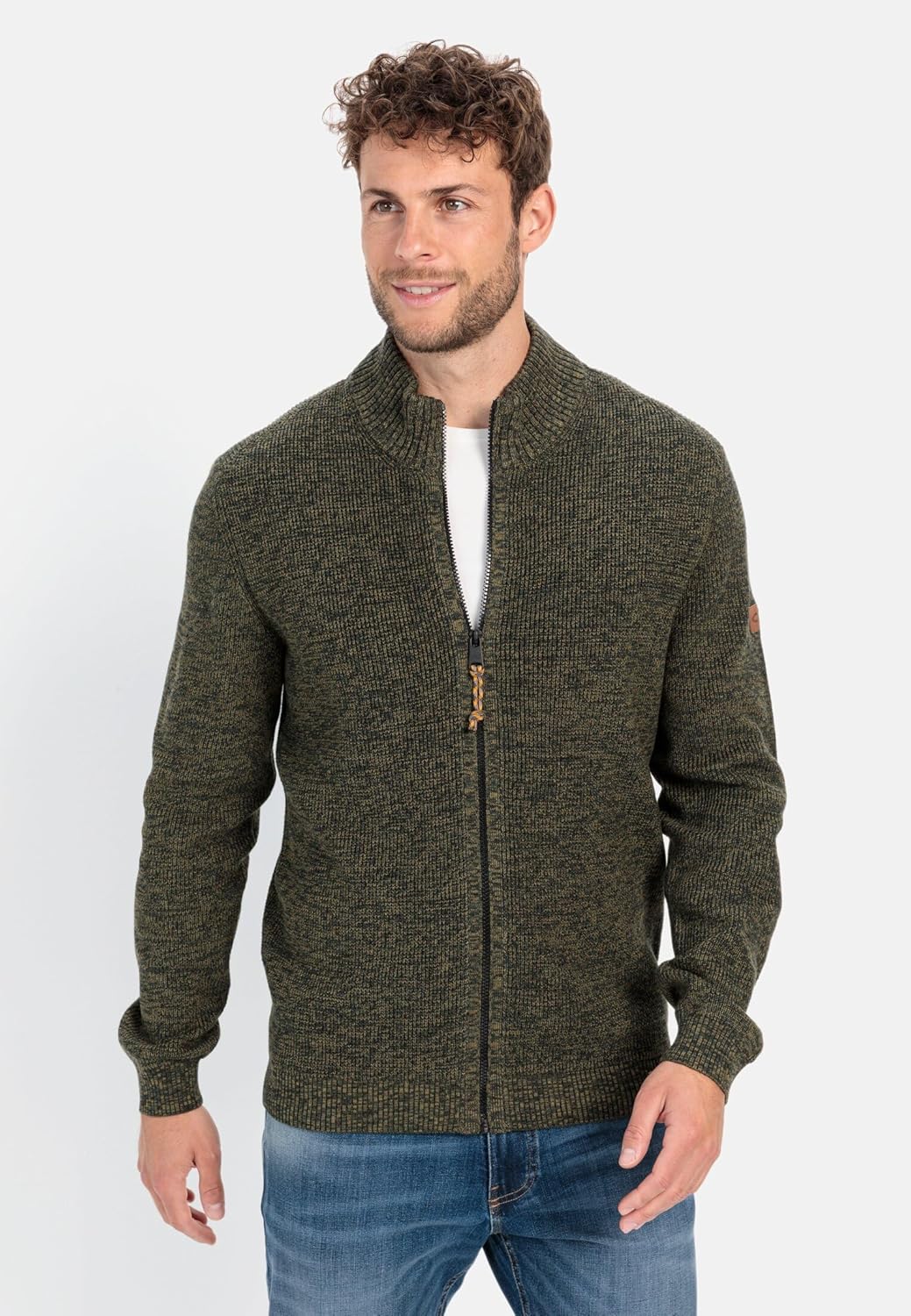 camel active Herren Strickjacke aus einem Soften Baumwollmix 3XL Blattgrün, 3XL Blattgrün
