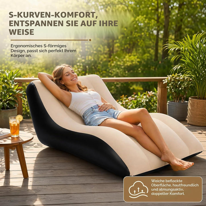 RANJIMA Aufblasbares Sofa, Aufblasbare Liege, Aufblasbar Liegestuhl mit Luftpumpe, Wasserdichtes Auf
