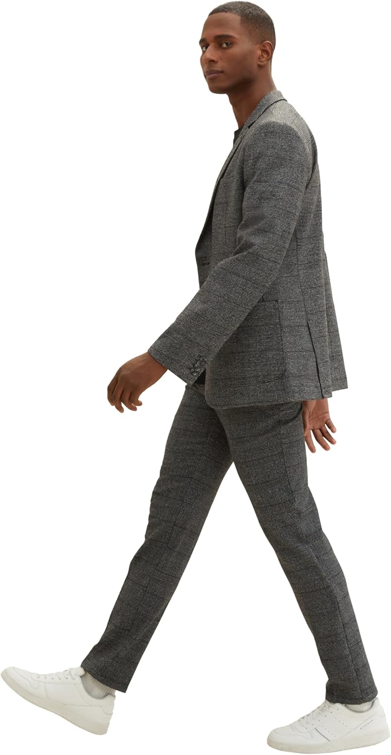 TOM TAILOR Herren Regular Fit Chino Hose mit Bügelfalte 30W / 32L 34046 - Grey Black Grindle Check,
