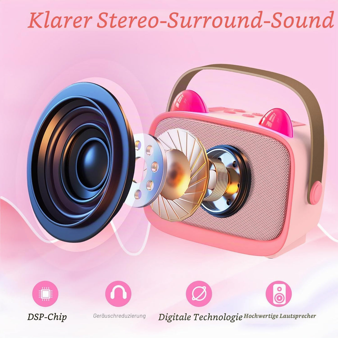 Karaoke Maschine mit 2 Karaoke Mikrofonen Kinder: Mini Karaoke Maschine Geschenk Mädchen mit Mikrofo