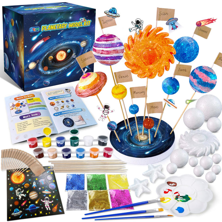 UNGLINGA Solar System Modell Bausatz mit 9 Schaumstoffkugeln, Planeten zum Bemalen DIY Kinder Spielz