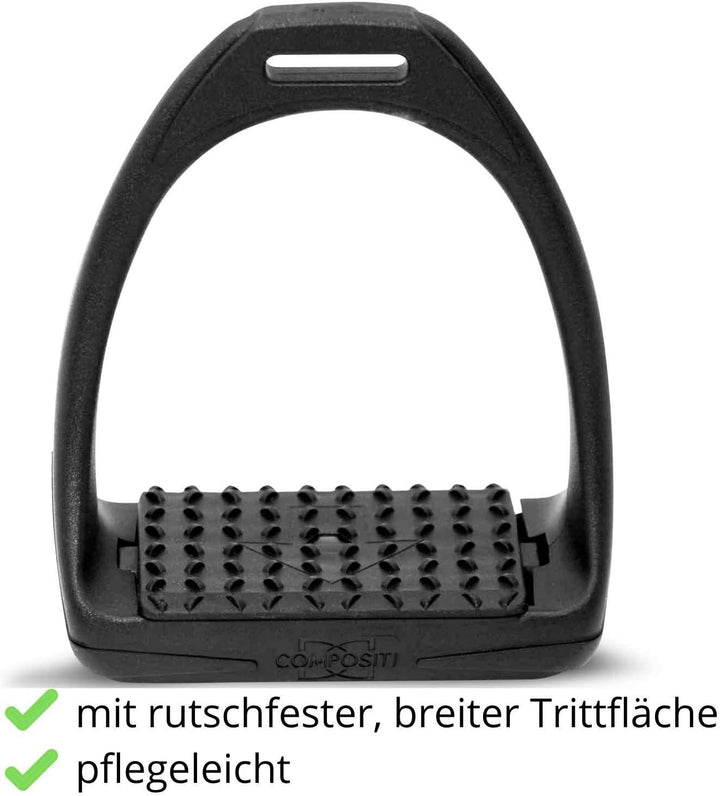 Compositi AMKA Soft Reflex Kunststoff Steigbügel schwarz breit rutschsicher mit Flexibler Tritffläch