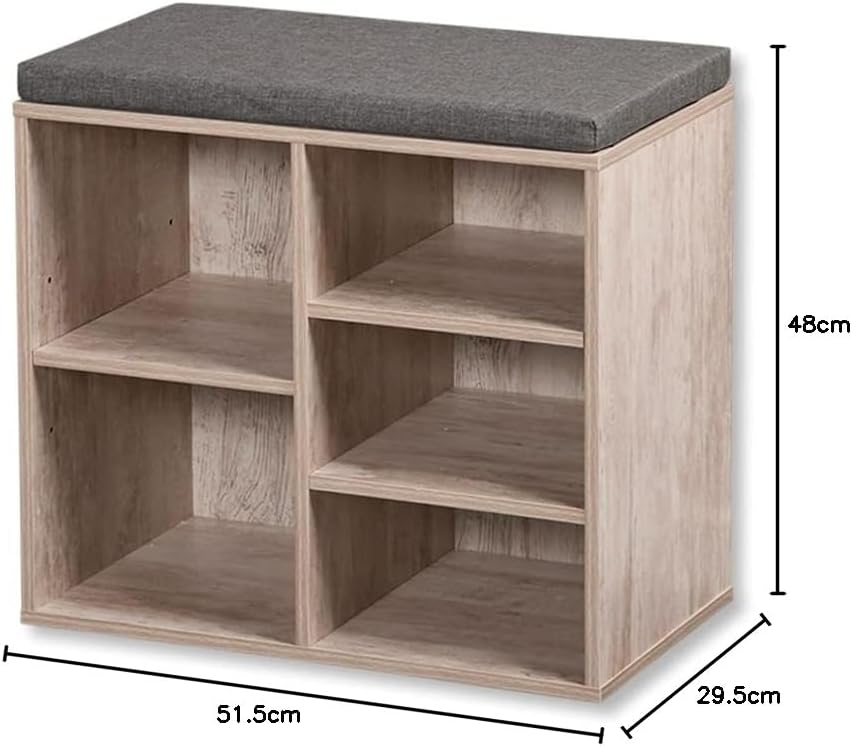 Kesper| Schuhschrank mit Sitzkissen, Material: Spanplatte, Masse: B: 51,5 x H: 48 x T: 29,5 cm, Farb