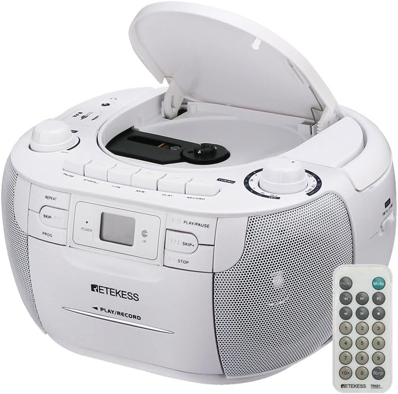 Retekess TR621 Tragbares CD Radio,Kassettenspieler CD,Stereo mit AM FM-Radio,Kassettenrekorder,Unter