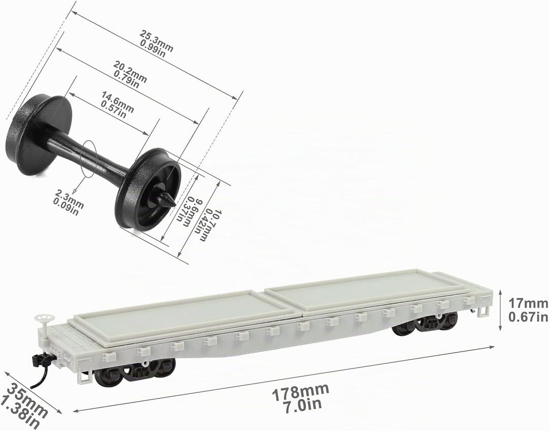 Evemodel 2 Set Spur H0 1:87 Flachwagen Modell Eisenbahn Güterwagen Waggon Unbemahlte Klebstoff Blank