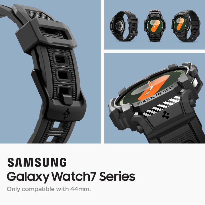 Spigen Rugged Armor Pro Hülle mit Band für Samsung Galaxy Watch 7 44mm | TPU-Unibody-Hülle mit Armba