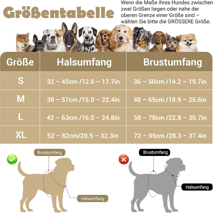 Funfox Hundegeschirr Grosse Hunde [XL] - Verstellbares Anti-Zug Brustgeschirr mit Griff &amp; Reflektors