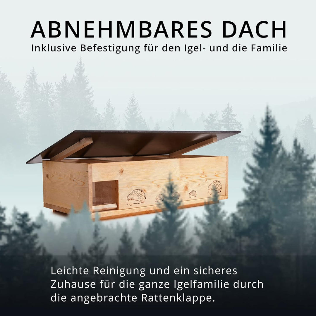XXXL Igelhaus Neu 2 mal Lasiert (IG5) Igelhütte - Igelhaus mit Labyrintheingang und Rattenklappe - m