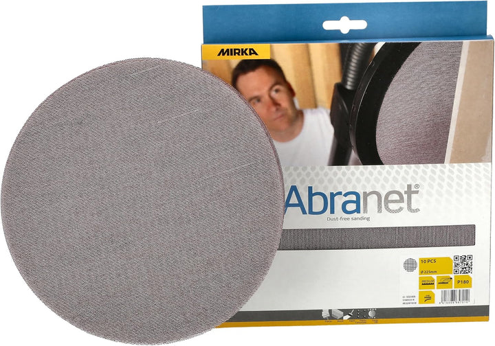 Mirka Abranet® Netz-Schleifscheiben (Ø 225 mm), Profi-Schleifgitter mit P180 Körnung und Klett, für