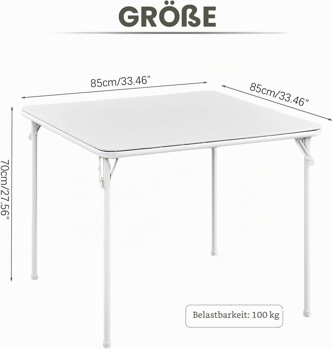 KAIHAOWIN Klapptisch Faltbarer 85 x 85 cm, Gartentisch Klappbar Vielseitig Einsetzbar, Quadratischer