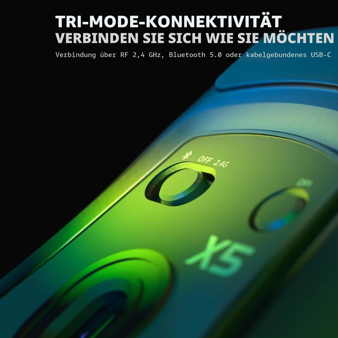 ATTACK SHARK X5 Ultra-leichte kabellose Gaming-Mäuse 49g,Tri-Mode Kabelgebunden/2.4G/BT5.0,PAW3312 P