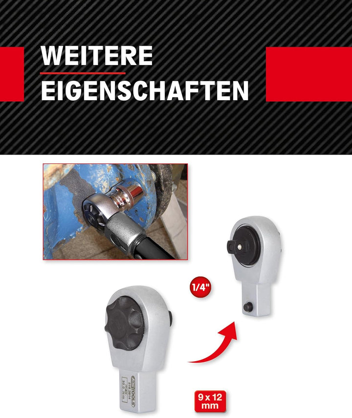 KS Tools Einsteck Umschaltknarre 9 x 12 mm 516.2614 I 1/4 Zoll Ratsche verchromt, feinverzahnt & mit