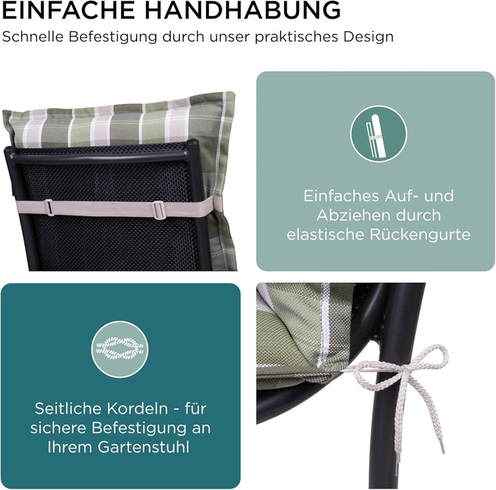 Gartenstuhlauflagen Niedriglehner I Extra Dicke Sitzauflagen I Made in EU I Stuhlauflagen für Nieder