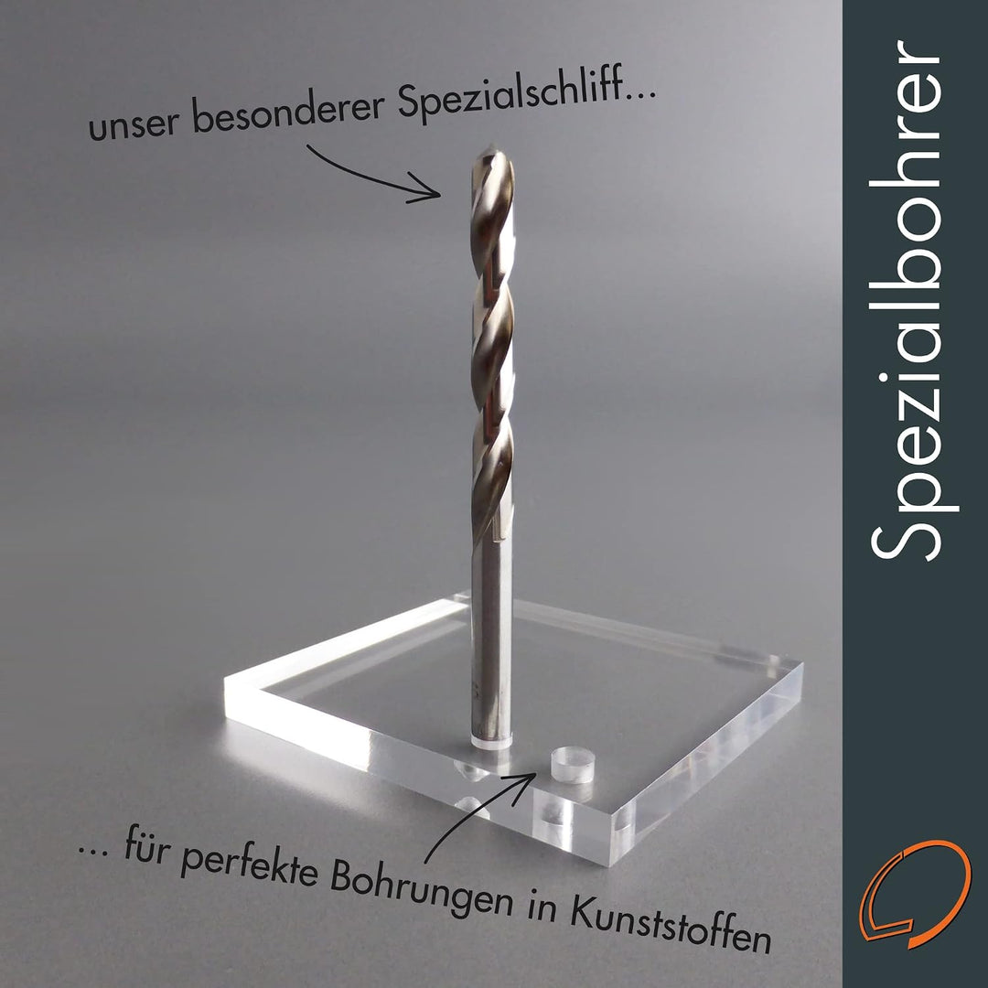 LOBOTEC Bohrer Acrylglas HSS Ø 8 mm für Acryl und Kunststoffe mit Spezialschliff für ein sicheres un