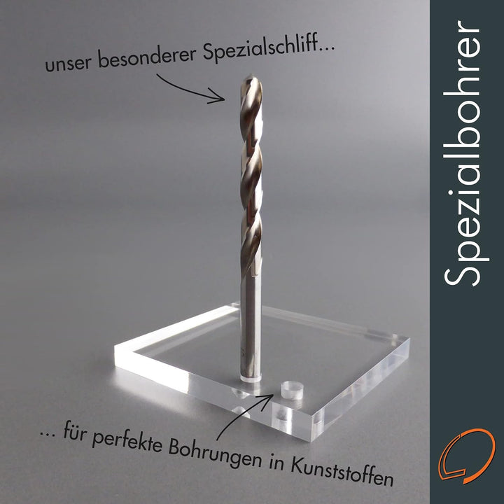 LOBOTEC Bohrer Acrylglas HSS Ø 8 mm für Acryl und Kunststoffe mit Spezialschliff für ein sicheres un