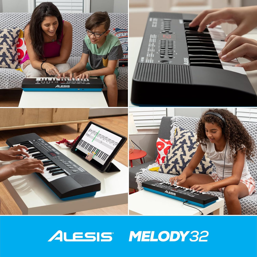 Alesis Melody 32 – Tragbares 32-Tasten Mini-Digitalpiano mit eingebauten Lautsprechern, 300 integrie