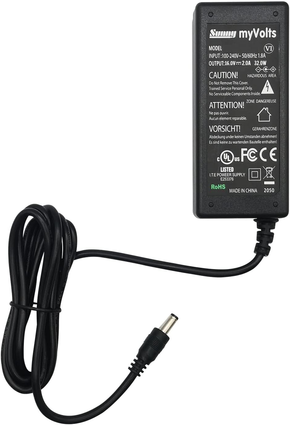 MyVolts 16V EU-Netzteil kompatibel mit Canon imageFORMULA DR-C225, DR-C225W Scanner