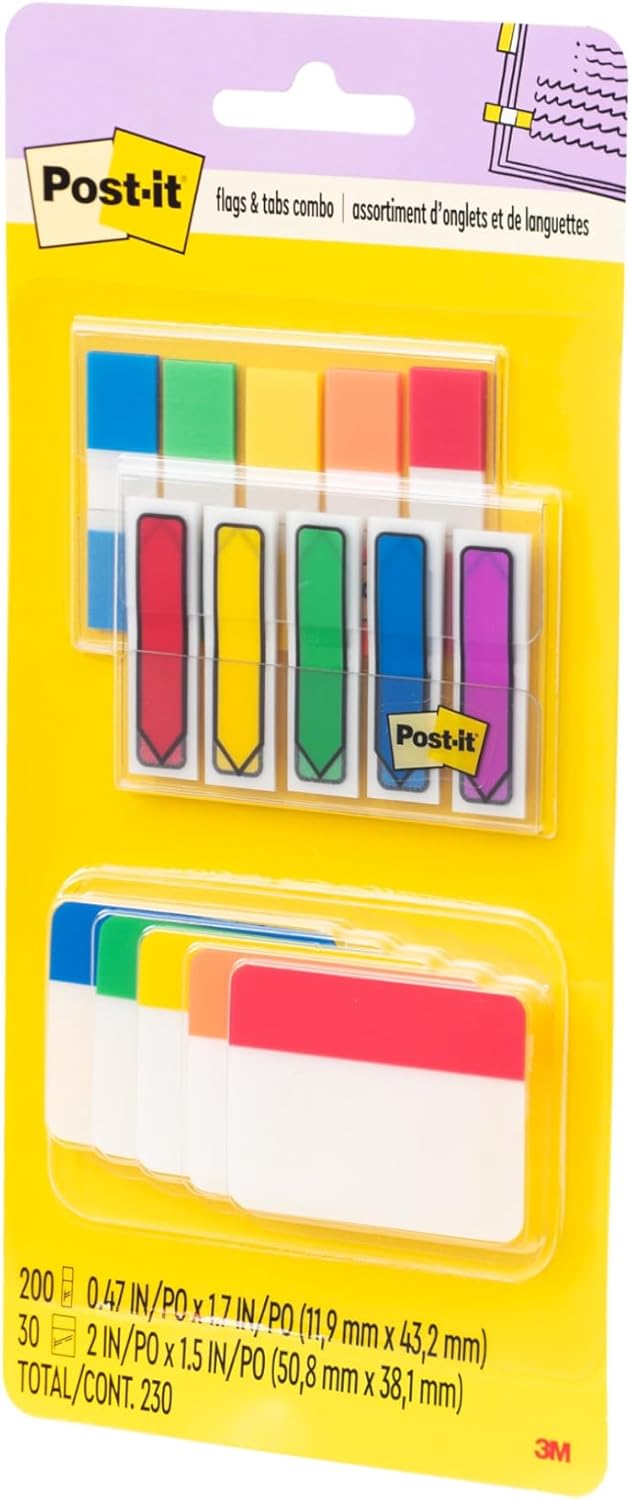 Post-it Flags and Tabs, 200 .47 in. x 1.7 in. Flags, 30 2 in. x 1.5 in. Tabs, TOTAL 230, (686-XLP) 2