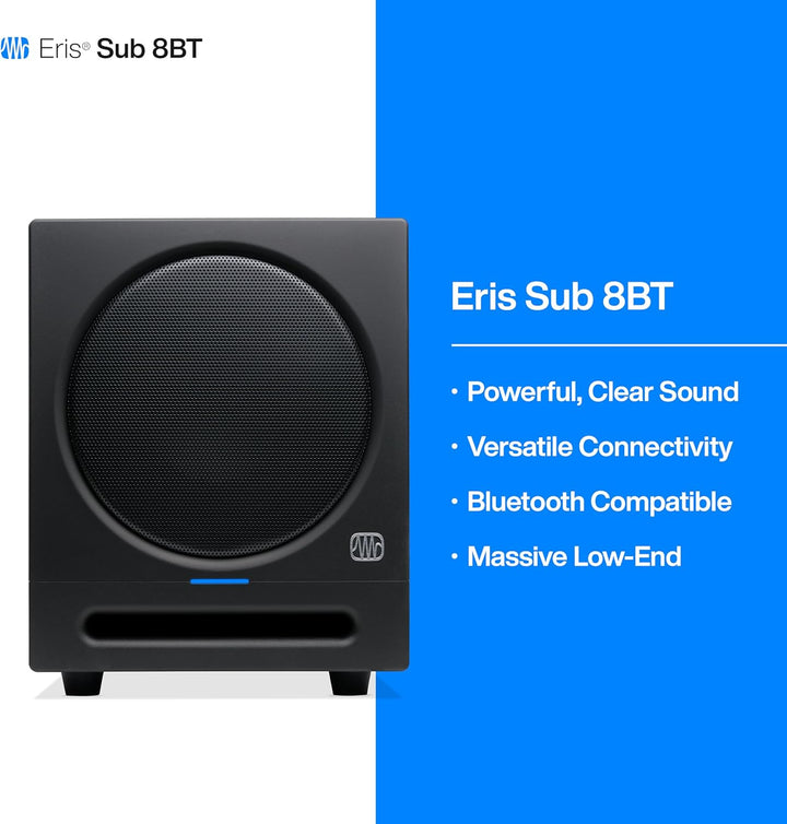 PreSonus Eris Sub 8BT – Aktiver 8" Studio-Subwoofer mit Bluetooth für Multimedia, Gaming und Musikpr