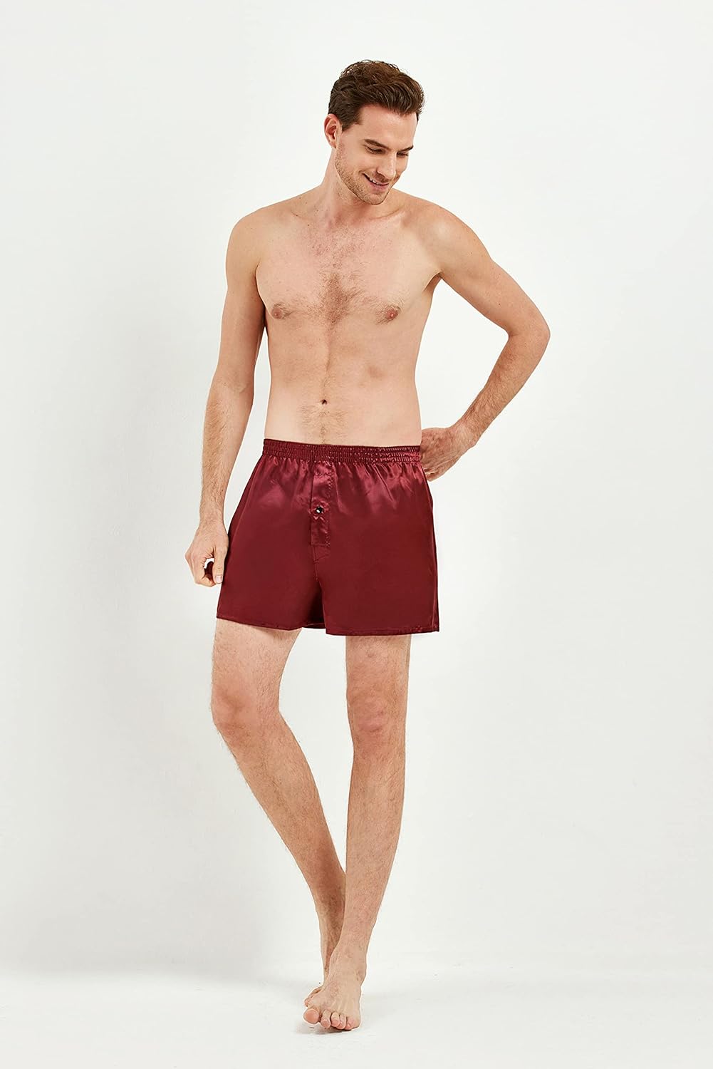 JupiterSecret Herren Satin Boxershorts Pack Unterwäsche, Silk Feeling Schlafshorts mit elastischem B