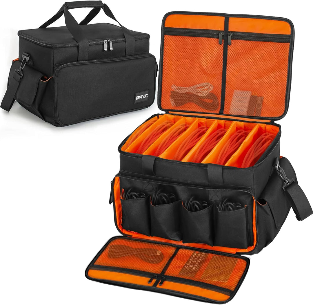 OUUTMEE DJ Tasche, DJ Cable File Bag, verstellbaren Trennwänden und Zwei separaten Taschen, für prof