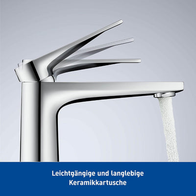 Duravit Tulum Waschtischarmatur, Grösse S (Auslauf Höhe 97 mm), Wasserhahn Bad mit Zugstangen-Ablauf