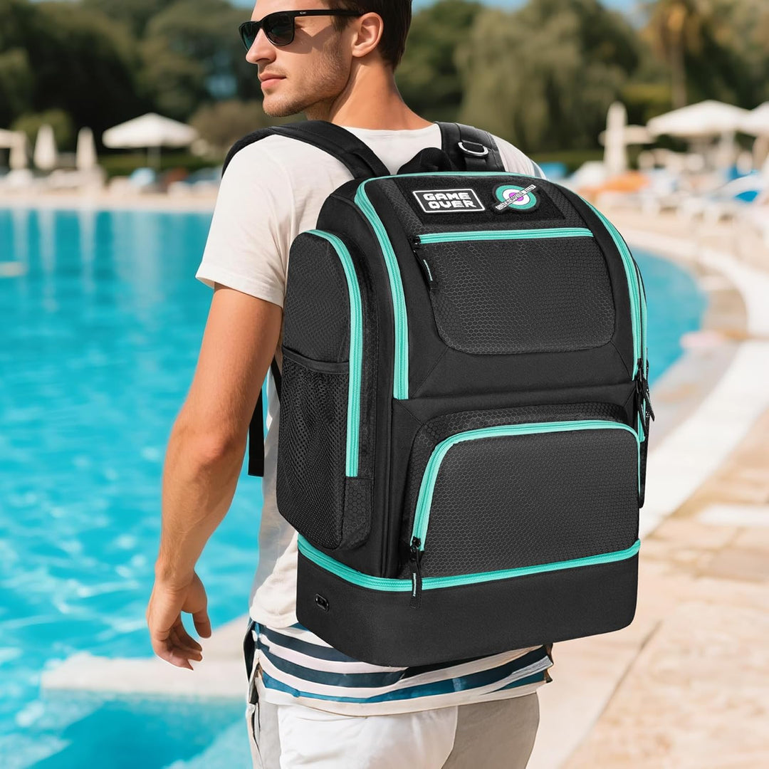 GOBUROS Schwimmtasche für Schwimmer mit Schuhfach, Schwimm Rucksack | Schwimmtasche mit mehreren Fäc