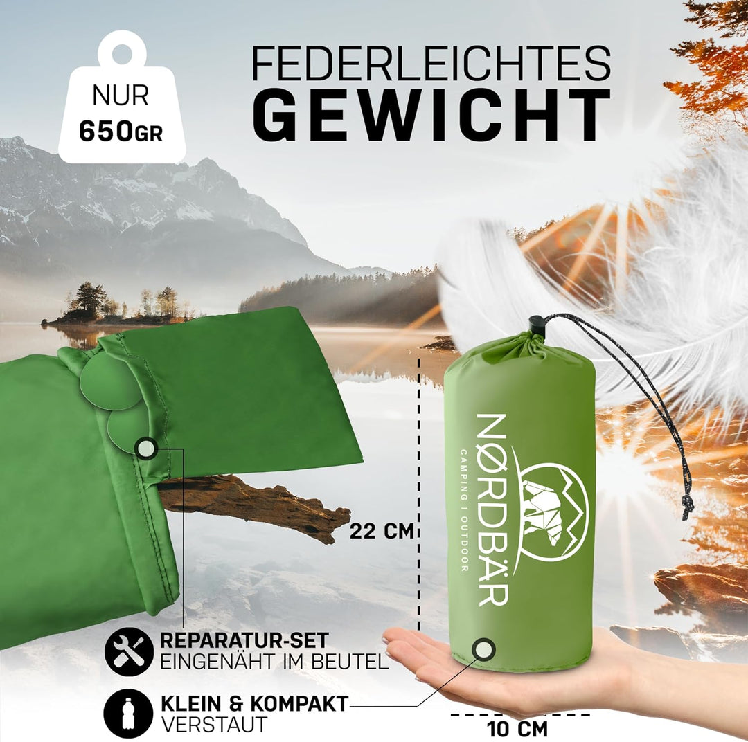 NORDBÄR® Camping Isomatte aufblasbar &amp; Ultraleicht [mit oder ohne Kissen]| Iso Luftmatratze kleines