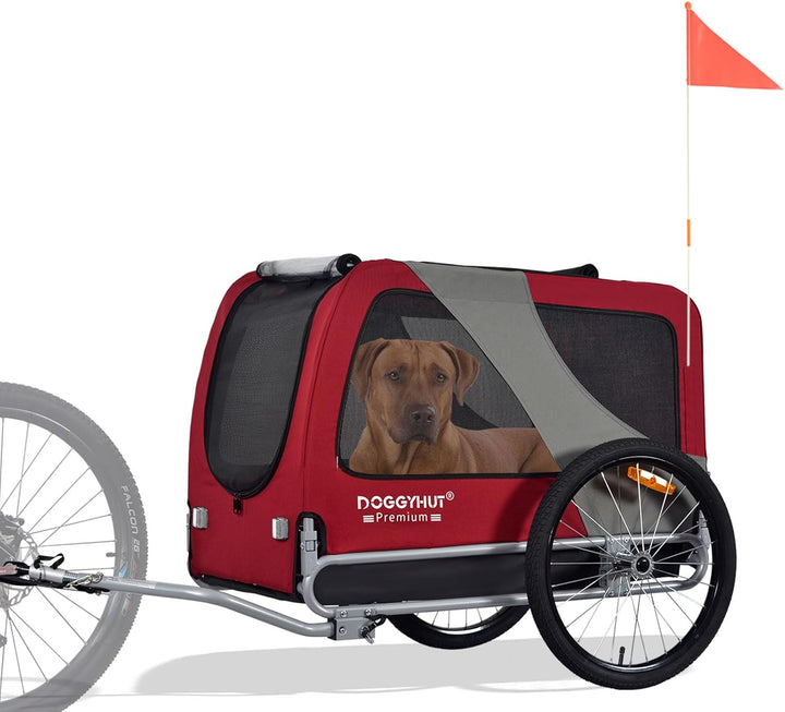 DOGGYHUT® Premium XL Hundefahrradanhänger bis 45 kg Fahrradanhänger für Hunde Hundeanhänger für Fahr