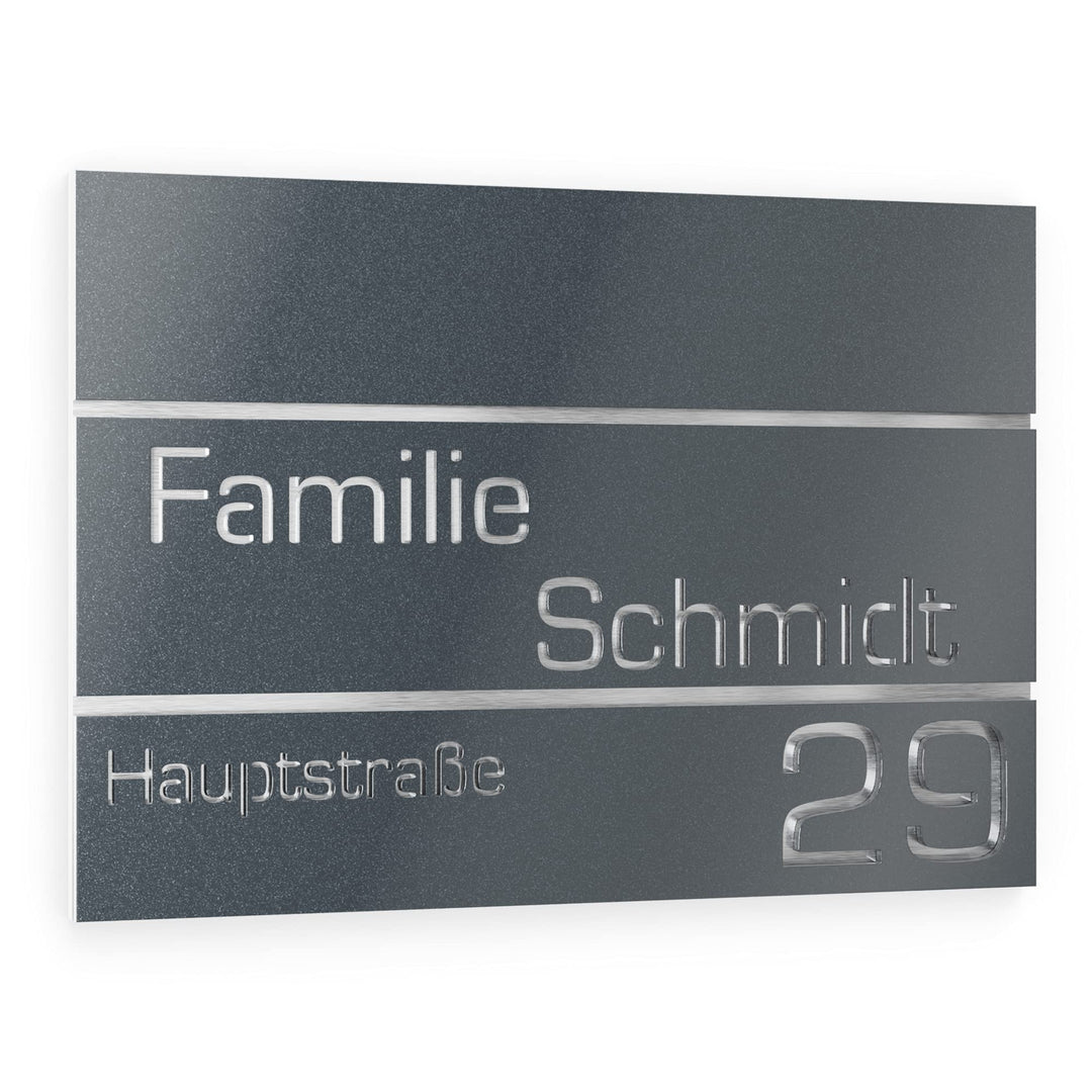 Hausnummer aus V2A Edelstahl 160x110mm - Anthrazit Metallic - Rostfrei UV-beständig Individuell anpa