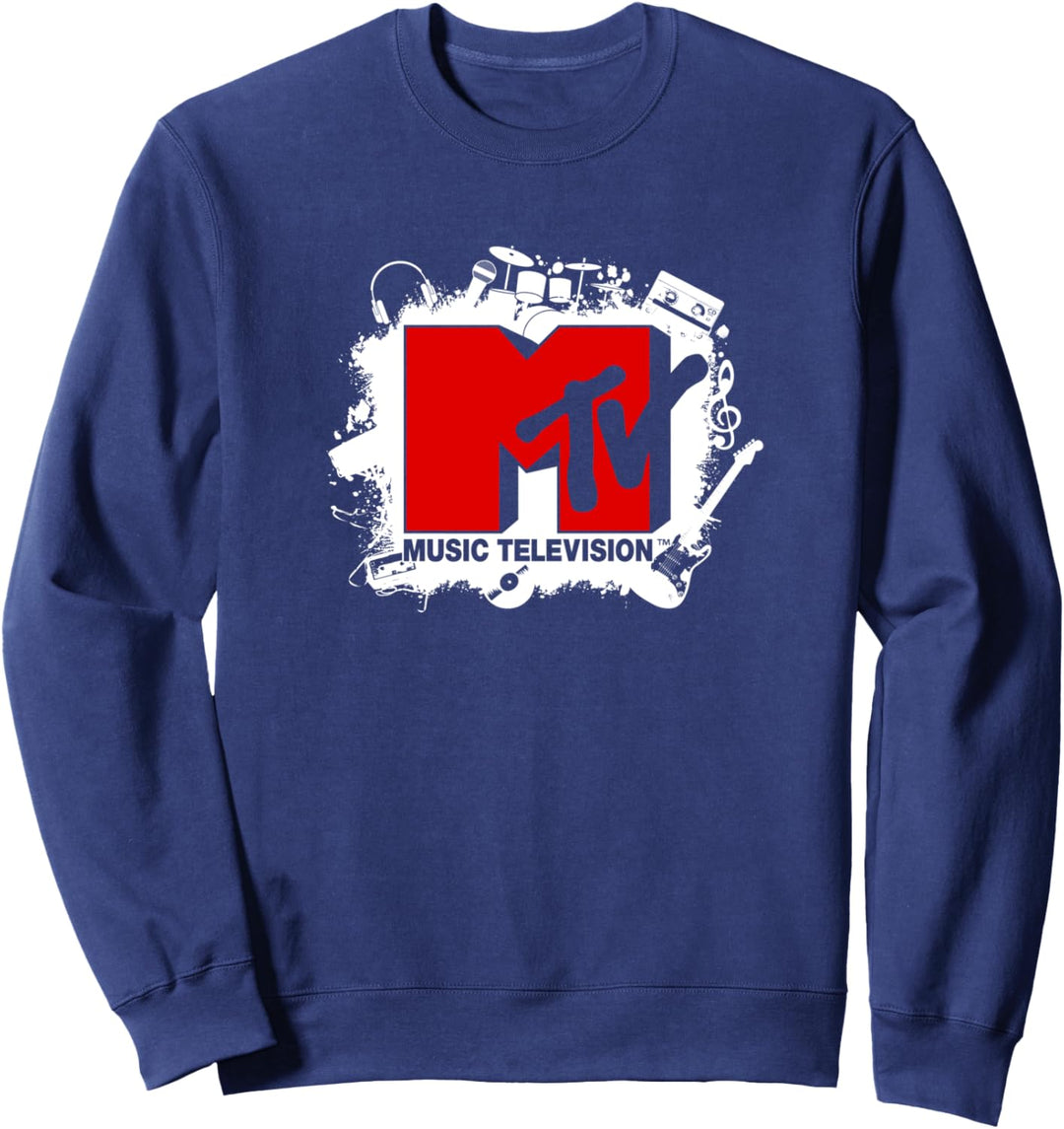 MTV Logo Splatter Instruments Band Art Sweatshirt